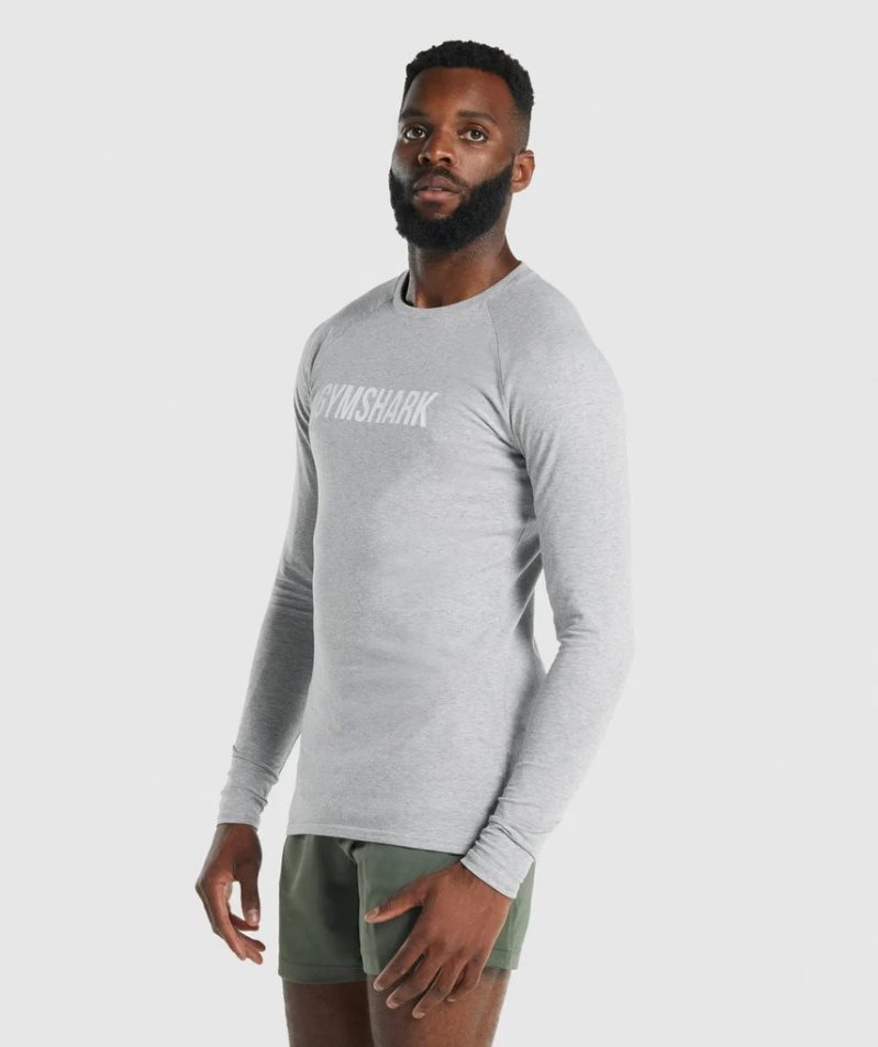 Men's Gymshark Apollo Long Sleeve T-Shirts Light Grey | CA A8756N